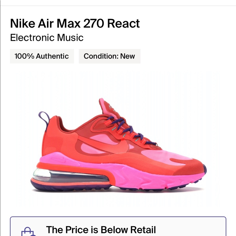 Nike Air Max React 270 Mystic Red Pink Blast